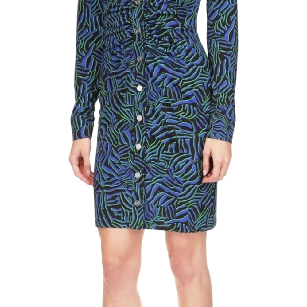 NWT Michael Kors Women's Zebra-Print Ruched Mini Dress Sizes (M,XL) - Picture 4 of 5